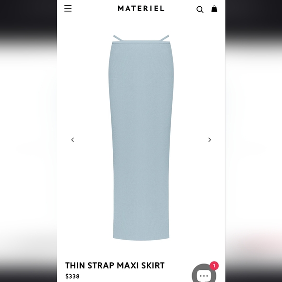 Materiel Designer Thin Strap Maxi Skirt XS Blue - Picture 6 of 14